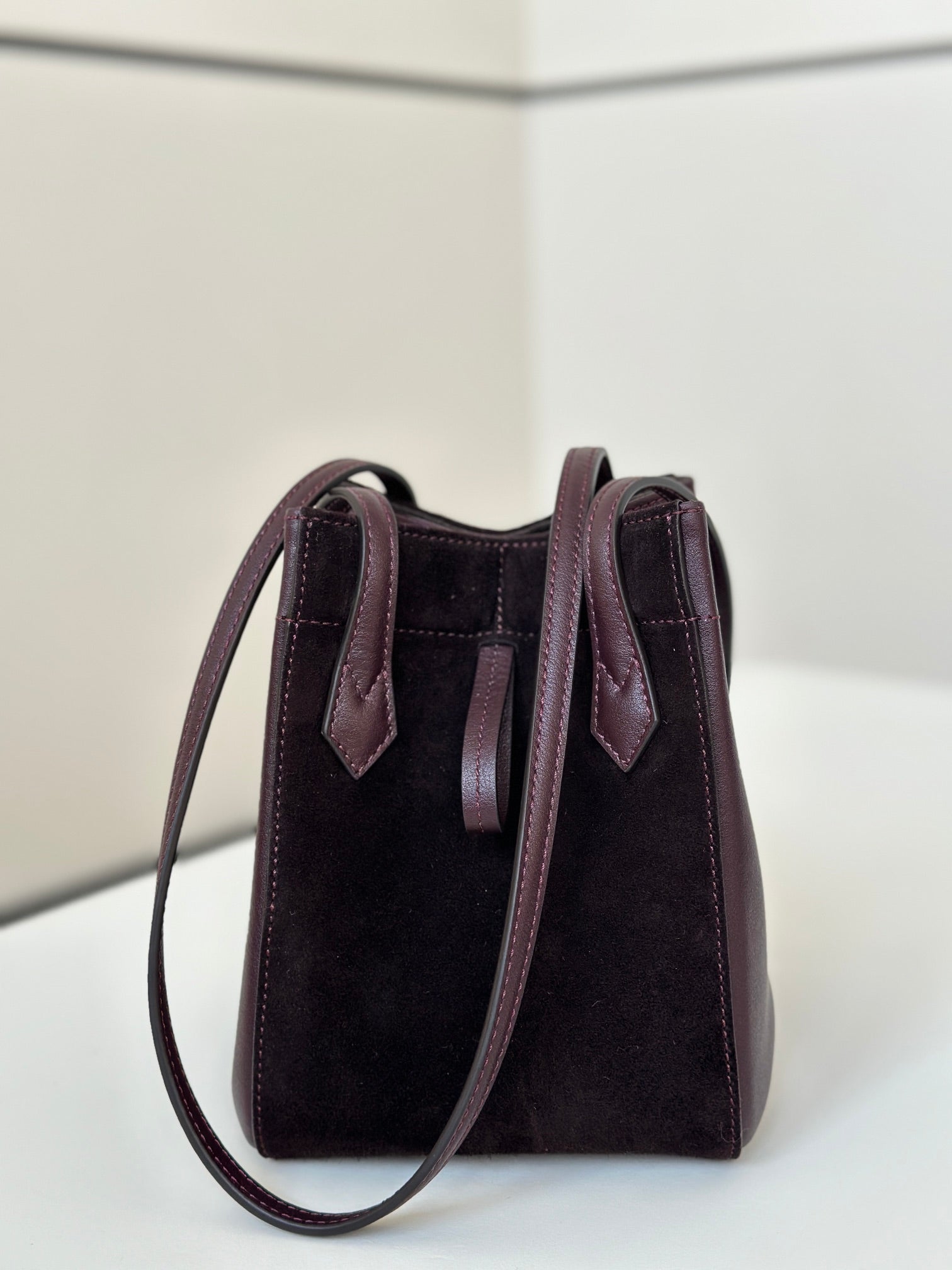FENDI ORIGAMI MINI 19 IN WINE RED LAMBSKIN AND SUEDE