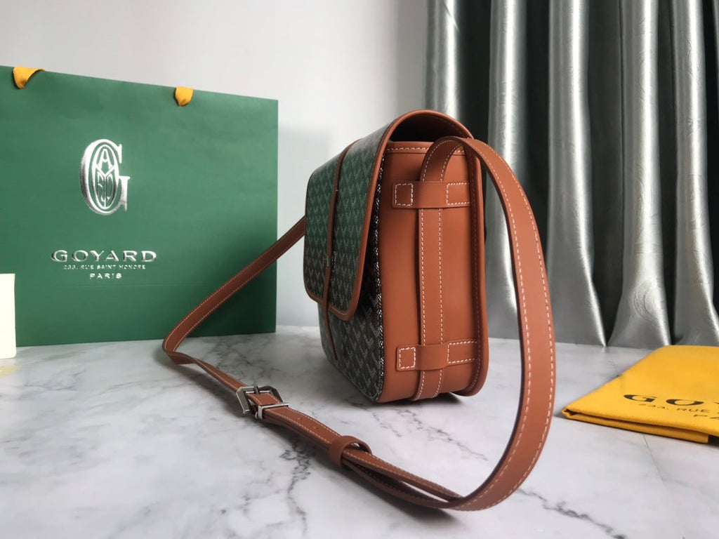 GOYARD BELVEDERE MM BAG 28CM BLACK AND TAN CANVAS