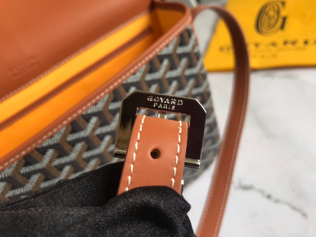 GOYARD BELVEDERE MM BAG 28CM BLACK AND TAN CANVAS