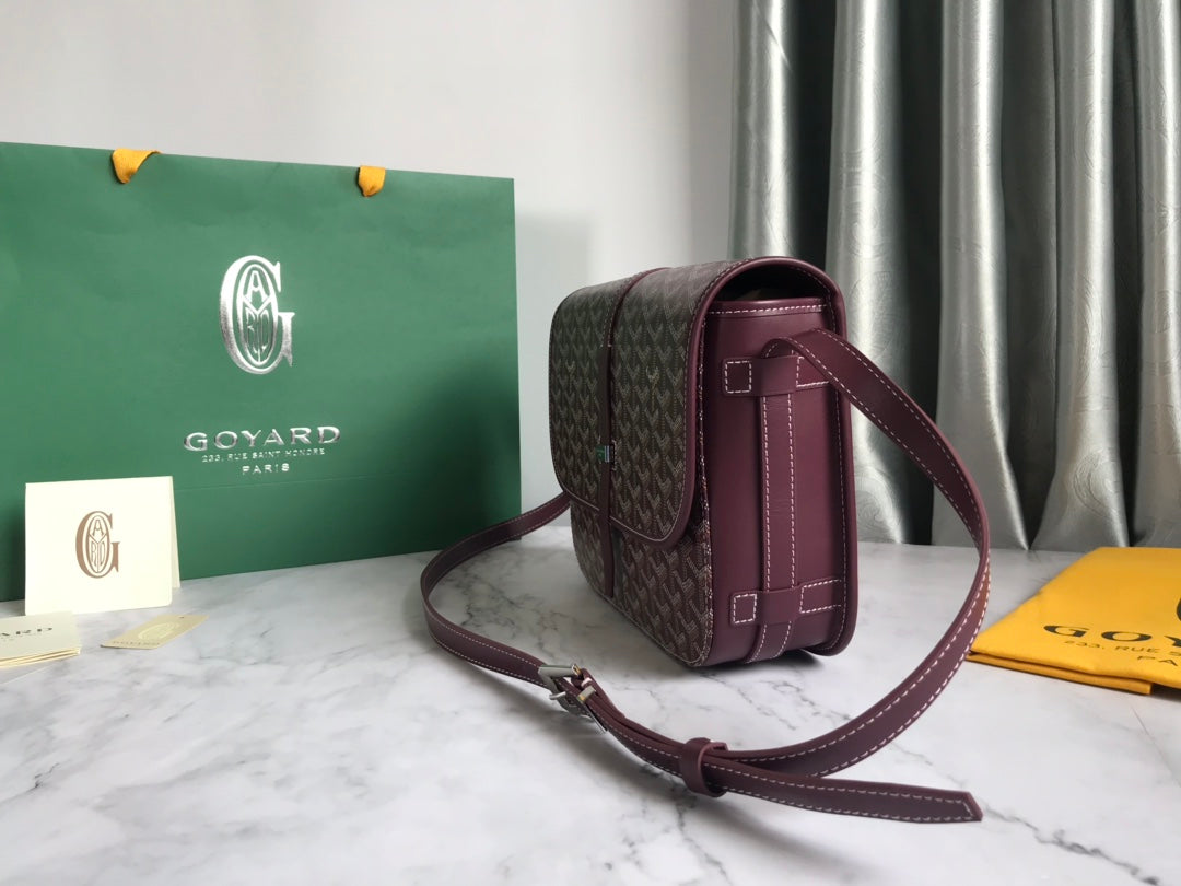 GOYARD BELVEDERE MM BAG 28CM BURGUNDY CANVAS