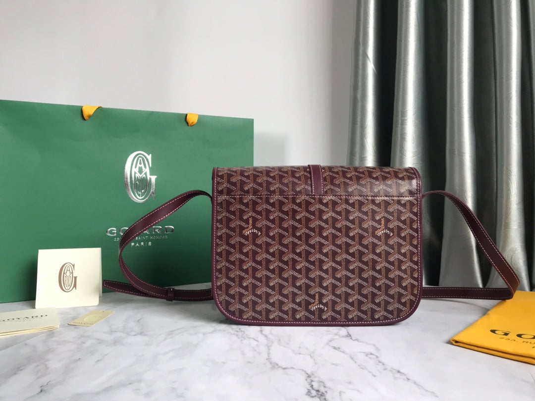 GOYARD BELVEDERE MM BAG 28CM BURGUNDY CANVAS