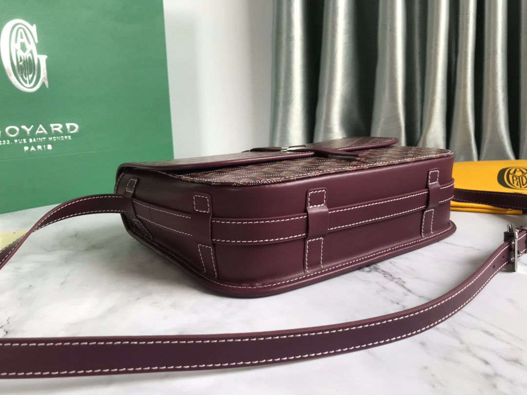 GOYARD BELVEDERE MM BAG 28CM BURGUNDY CANVAS