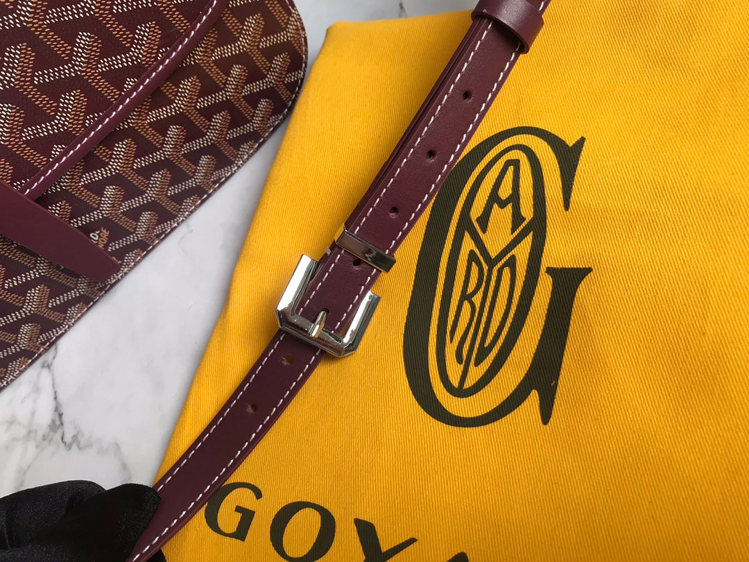 GOYARD BELVEDERE MM BAG 28CM BURGUNDY CANVAS