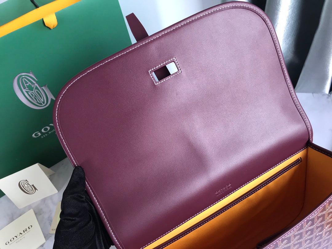 GOYARD BELVEDERE MM BAG 28CM BURGUNDY CANVAS