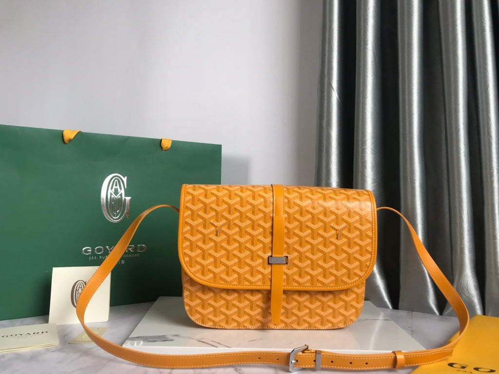 GOYARD BELVEDERE MM BAG 28CM YELLOW CANVAS