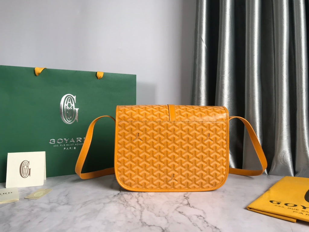 GOYARD BELVEDERE MM BAG 28CM YELLOW CANVAS
