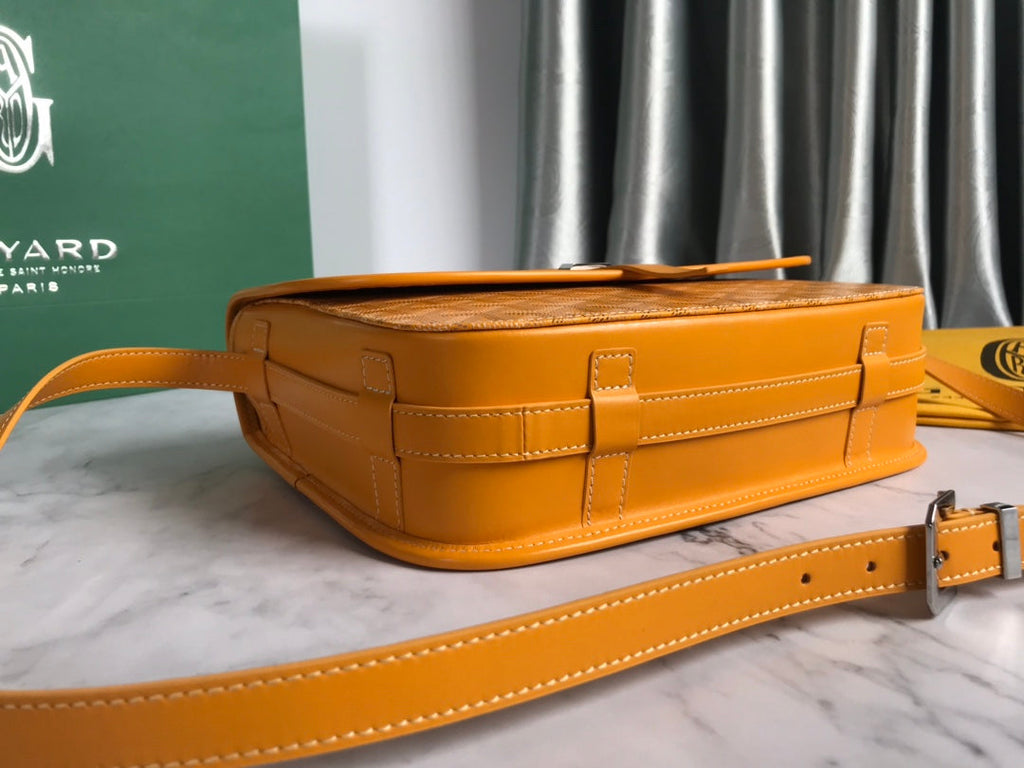 GOYARD BELVEDERE MM BAG 28CM YELLOW CANVAS