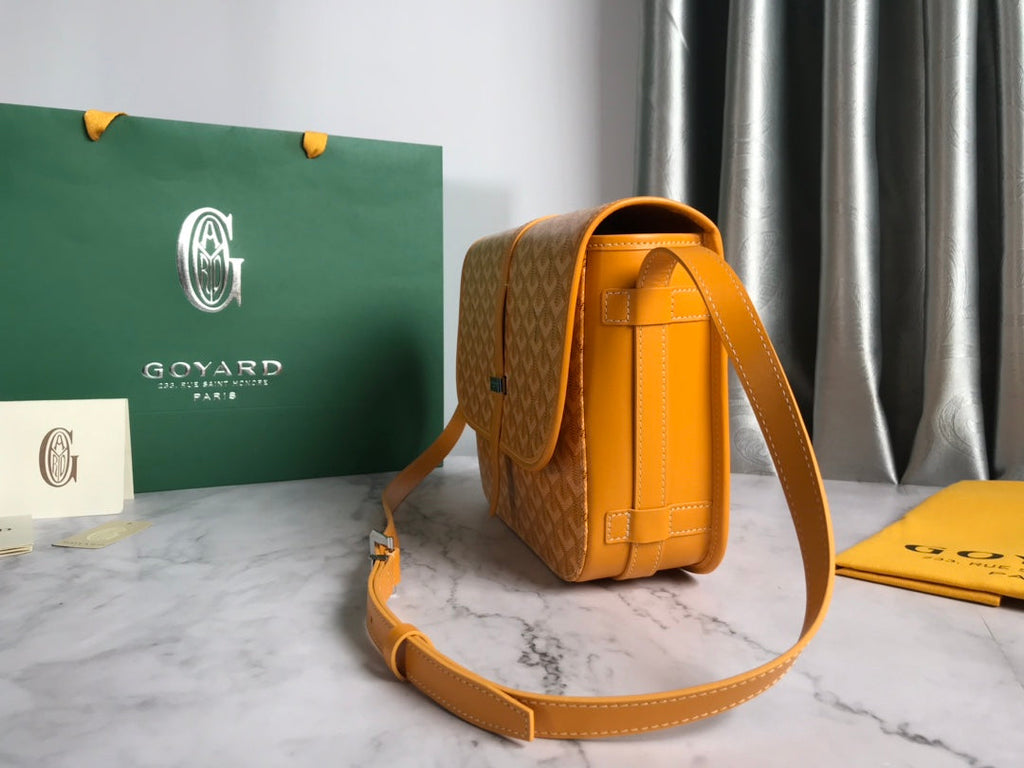 GOYARD BELVEDERE MM BAG 28CM YELLOW CANVAS