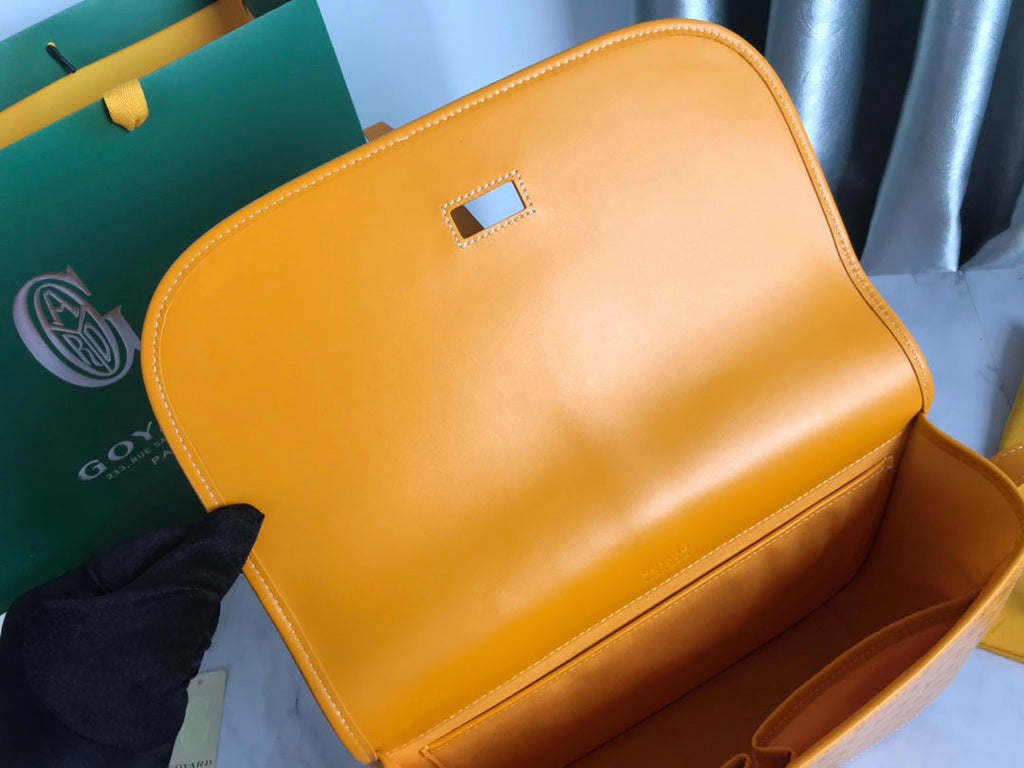 GOYARD BELVEDERE MM BAG 28CM YELLOW CANVAS