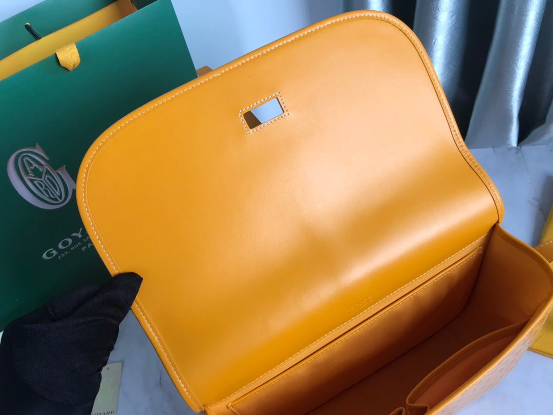 GOYARD BELVEDERE MM BAG 28CM YELLOW CANVAS