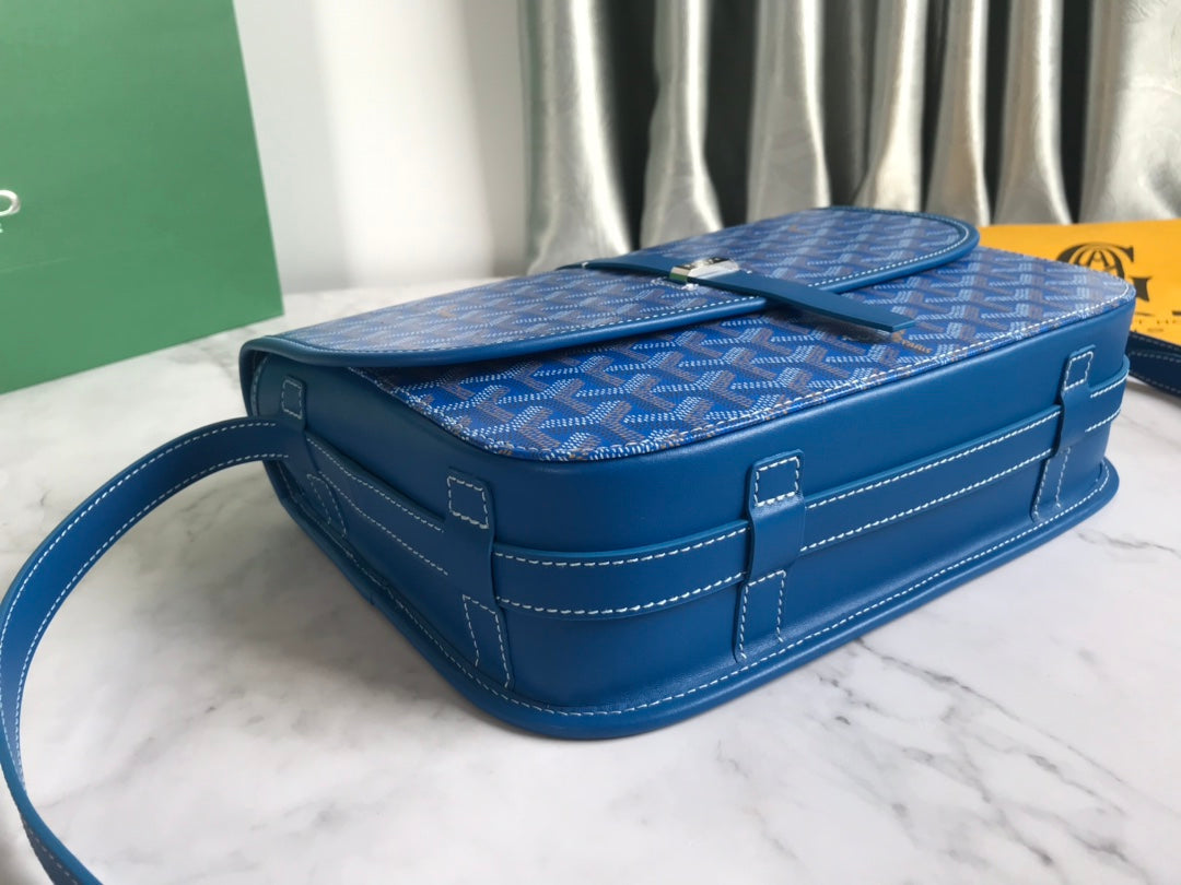 GOYARD BELVEDERE MM BAG 28CM SKY BLUE CANVAS