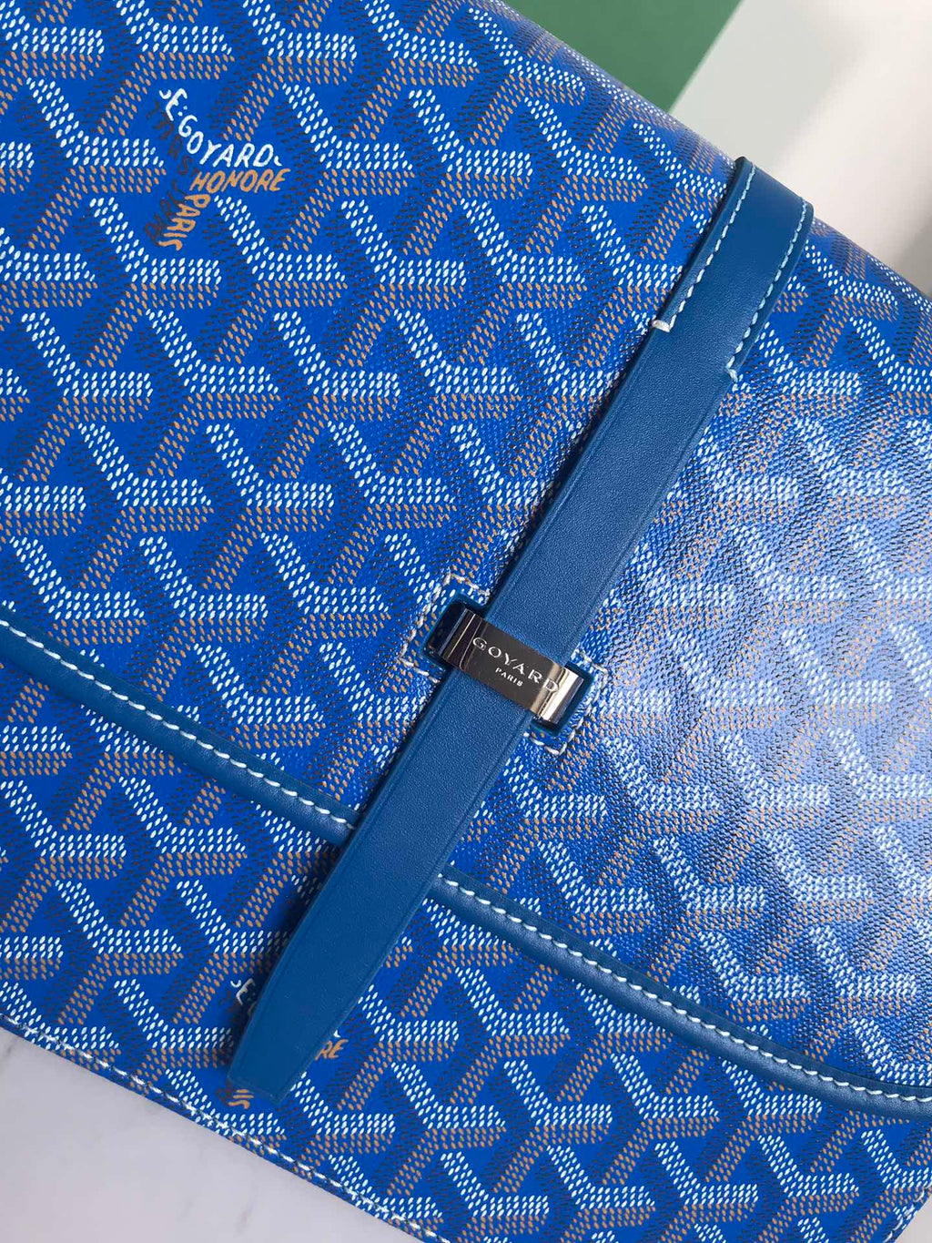 GOYARD BELVEDERE MM BAG 28CM SKY BLUE CANVAS