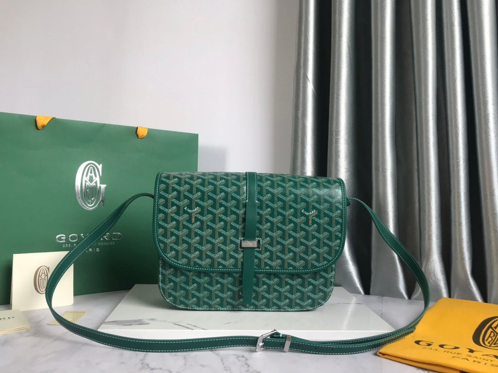 GOYARD BELVEDERE MM BAG 28CM GREEN CANVAS