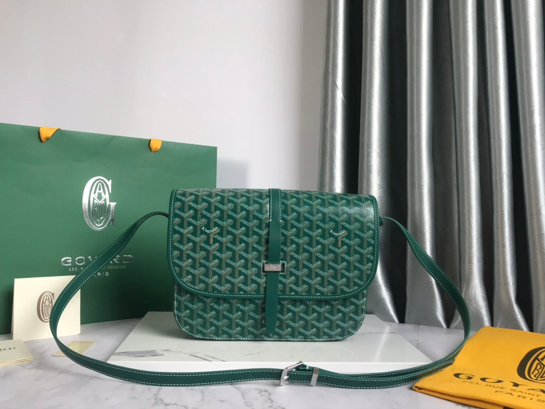 GOYARD BELVEDERE MM BAG 28CM GREEN CANVAS