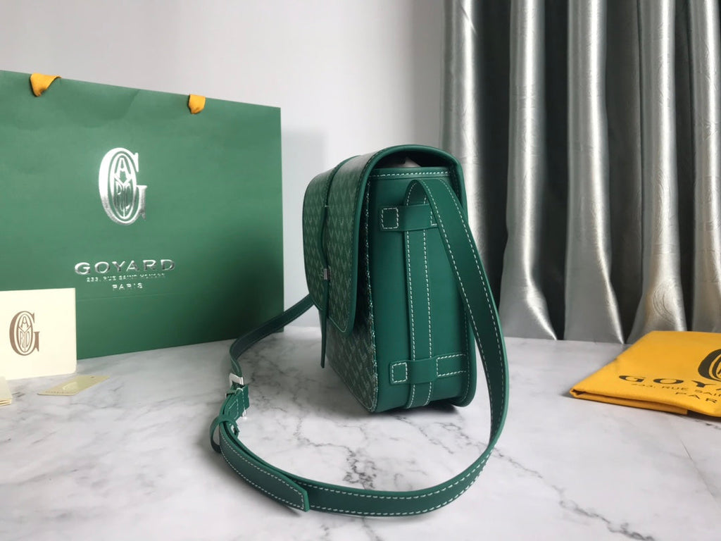 GOYARD BELVEDERE MM BAG 28CM GREEN CANVAS