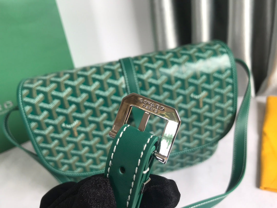 GOYARD BELVEDERE MM BAG 28CM GREEN CANVAS