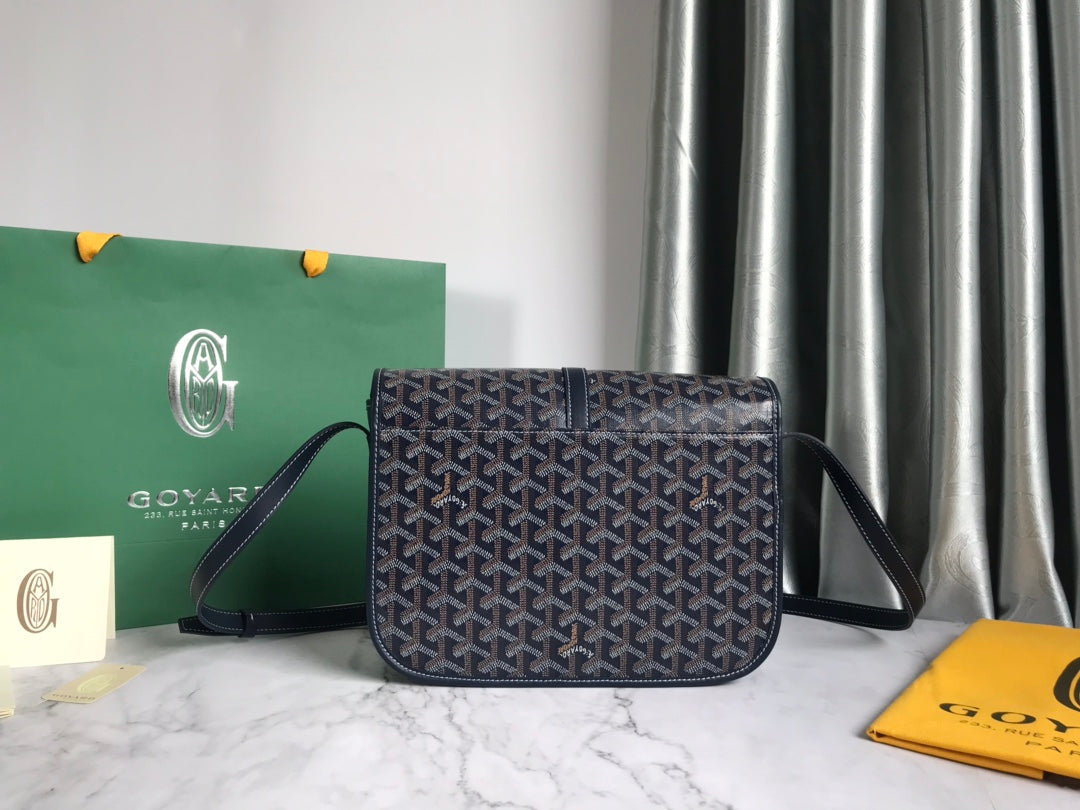 GOYARD BELVEDERE MM BAG 28CM NAVY BLUE CANVAS