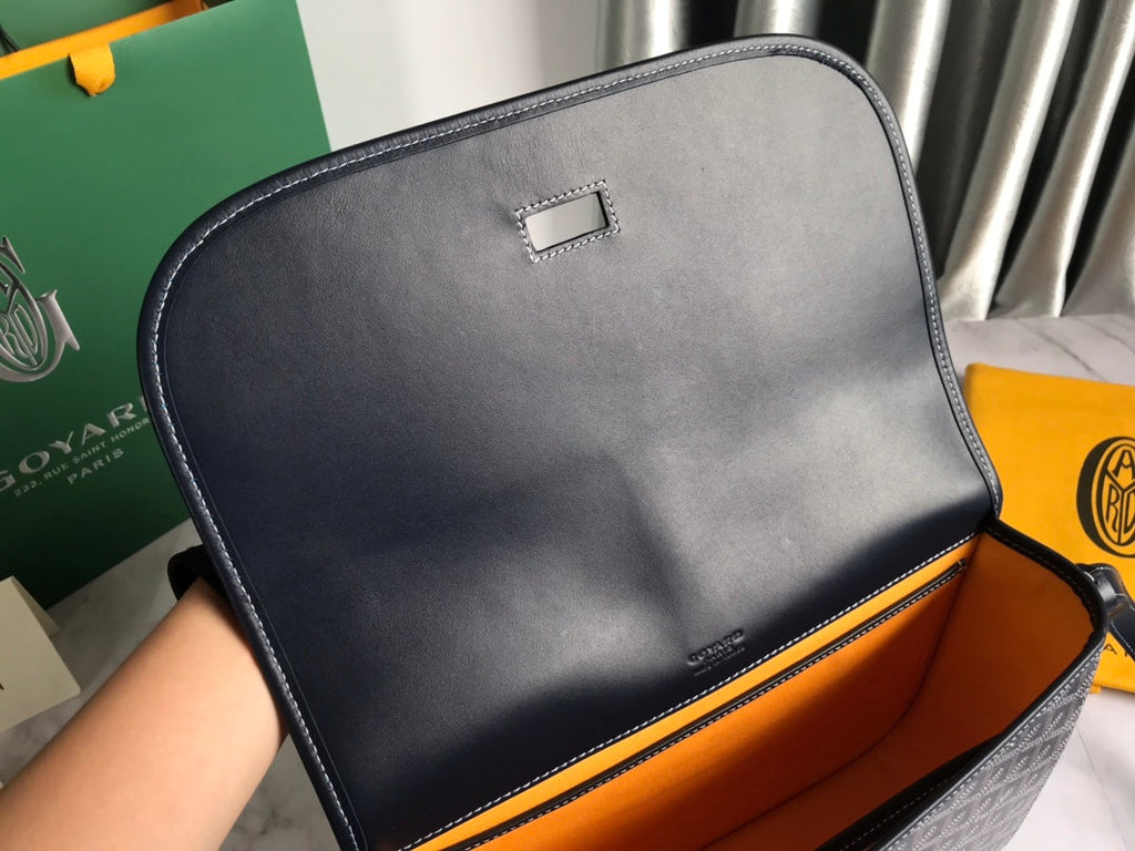 GOYARD BELVEDERE MM BAG 28CM NAVY BLUE CANVAS