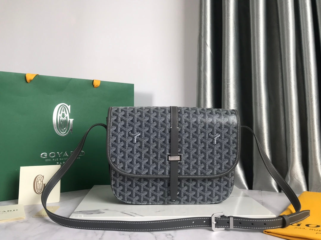 GOYARD BELVEDERE MM BAG 28CM GREY CANVAS