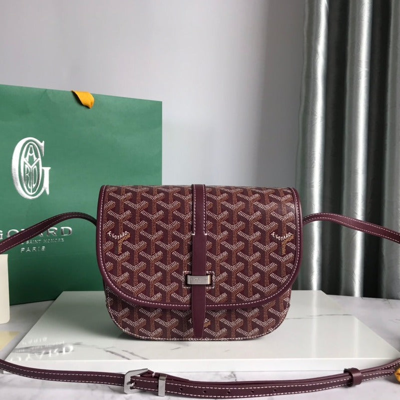 GOYARD BELVEDERE PM BAG 21CM BURGUNDY CANVAS
