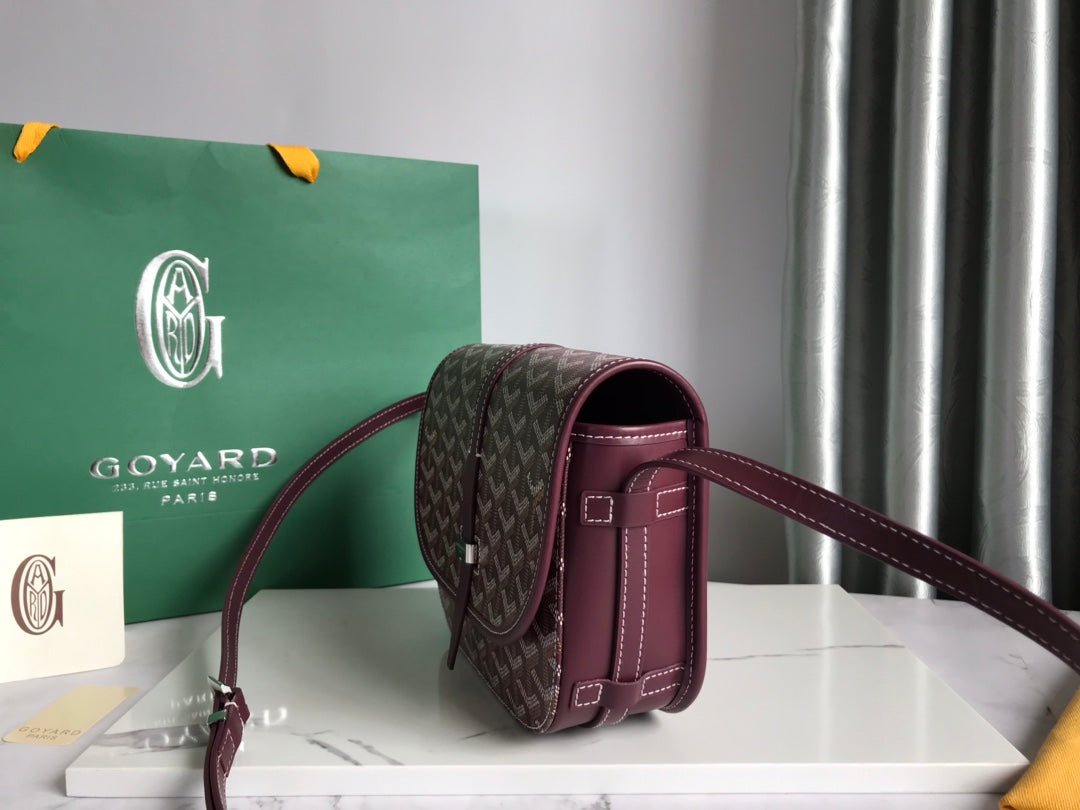 GOYARD BELVEDERE PM BAG 21CM BURGUNDY CANVAS