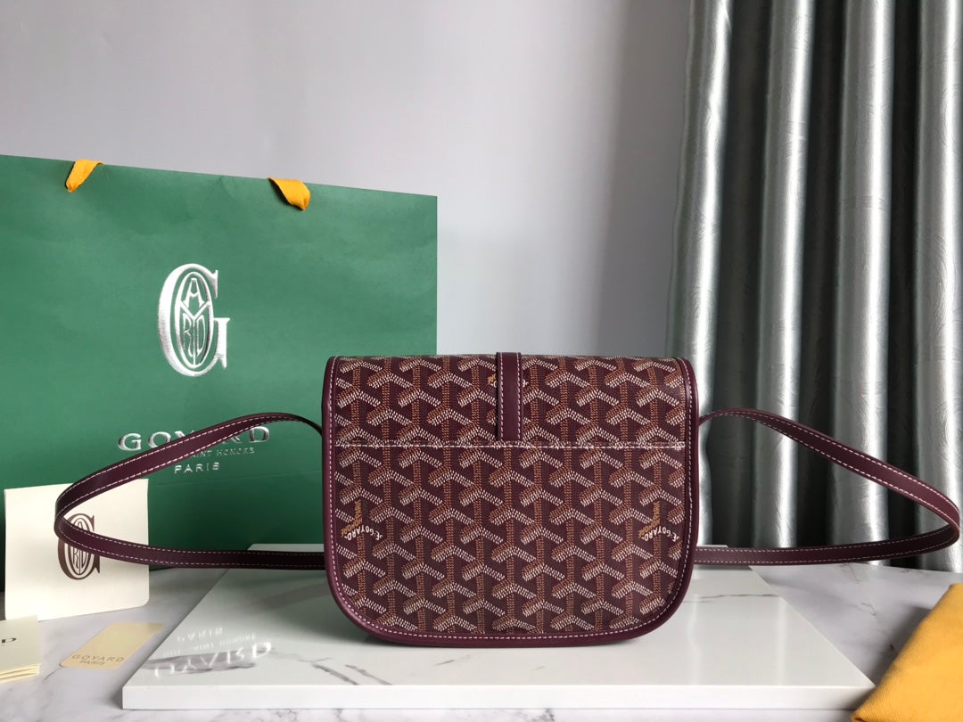 GOYARD BELVEDERE PM BAG 21CM BURGUNDY CANVAS