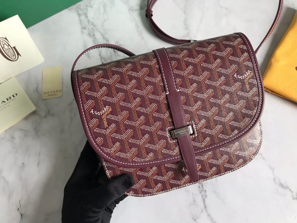 GOYARD BELVEDERE PM BAG 21CM BURGUNDY CANVAS