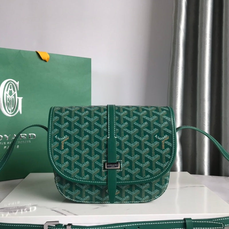 GOYARD BELVEDERE PM BAG 21CM GREEN CANVAS