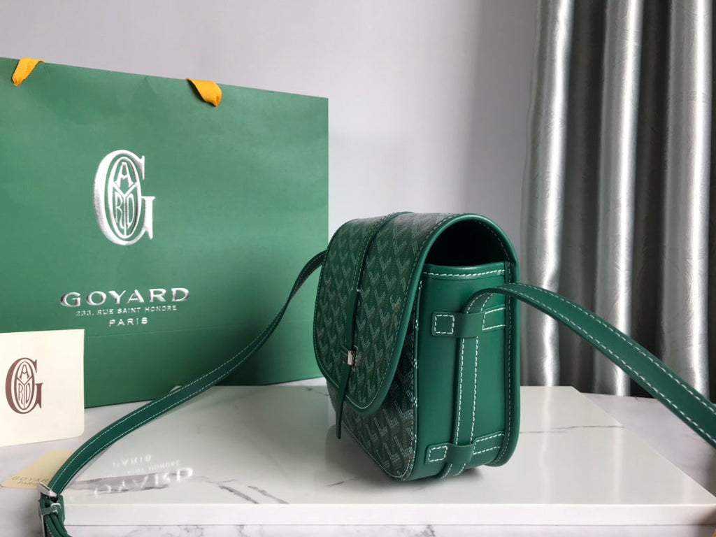 GOYARD BELVEDERE PM BAG 21CM GREEN CANVAS