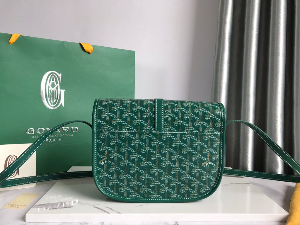 GOYARD BELVEDERE PM BAG 21CM GREEN CANVAS