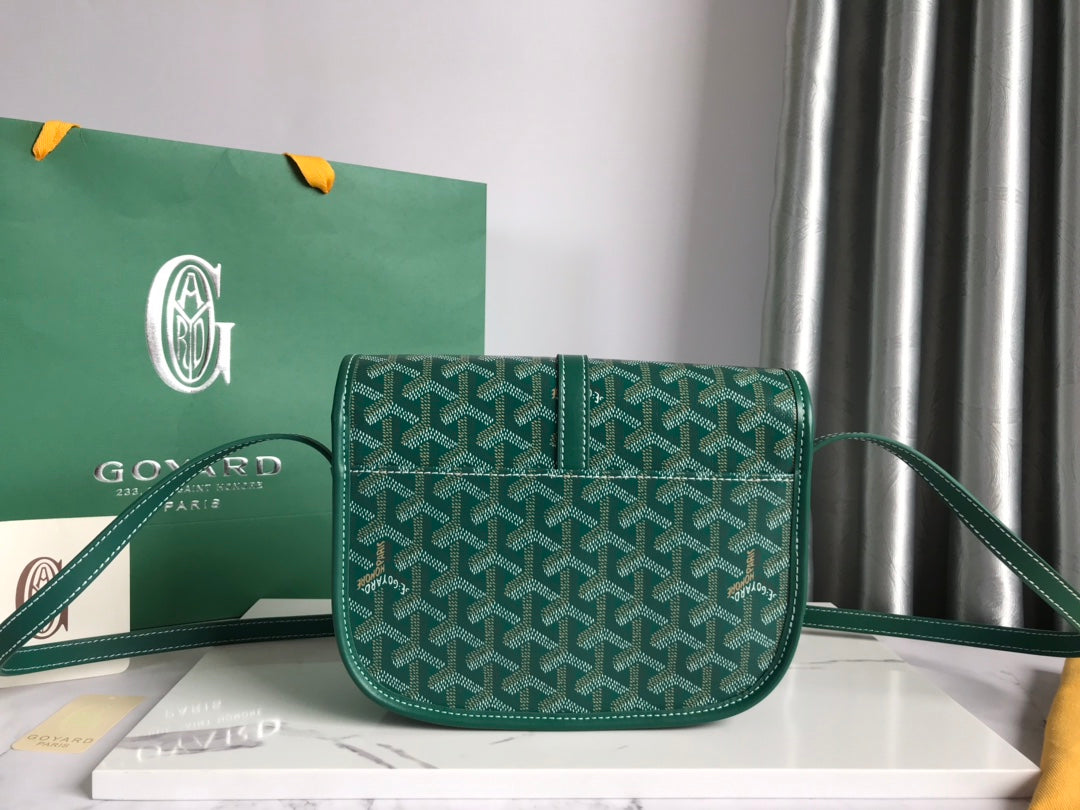 GOYARD BELVEDERE PM BAG 21CM GREEN CANVAS