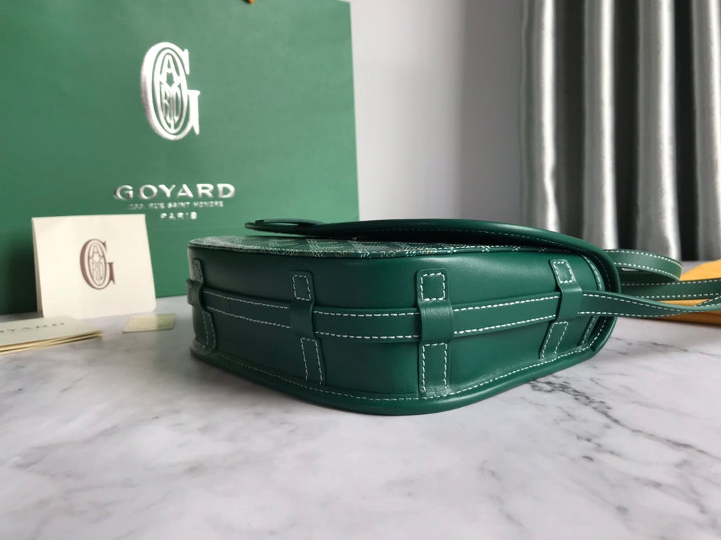 GOYARD BELVEDERE PM BAG 21CM GREEN CANVAS