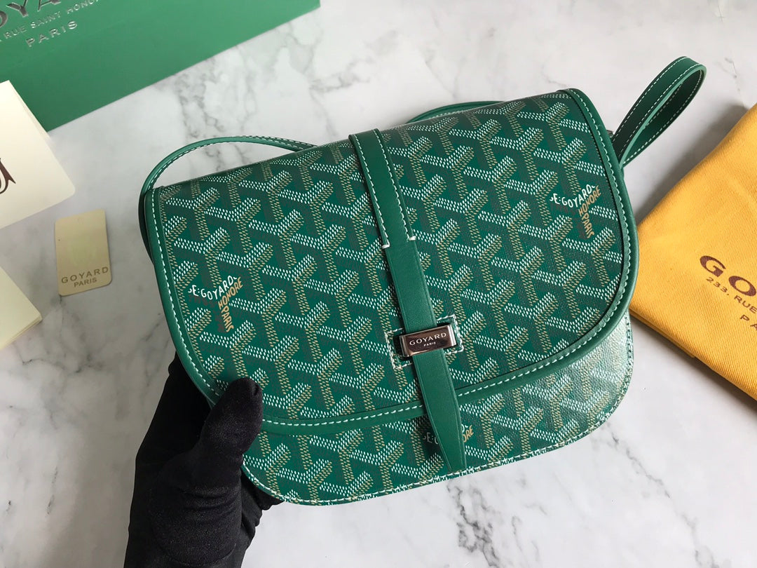 GOYARD BELVEDERE PM BAG 21CM GREEN CANVAS