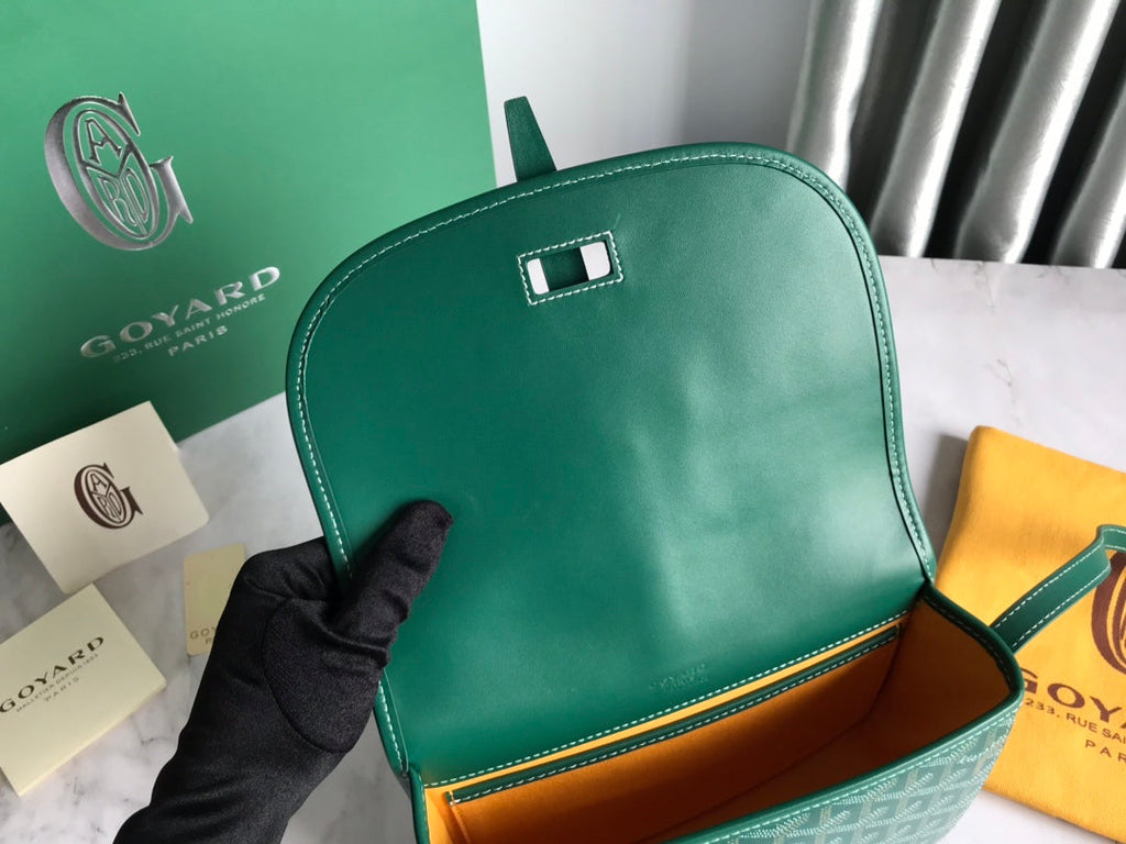 GOYARD BELVEDERE PM BAG 21CM GREEN CANVAS