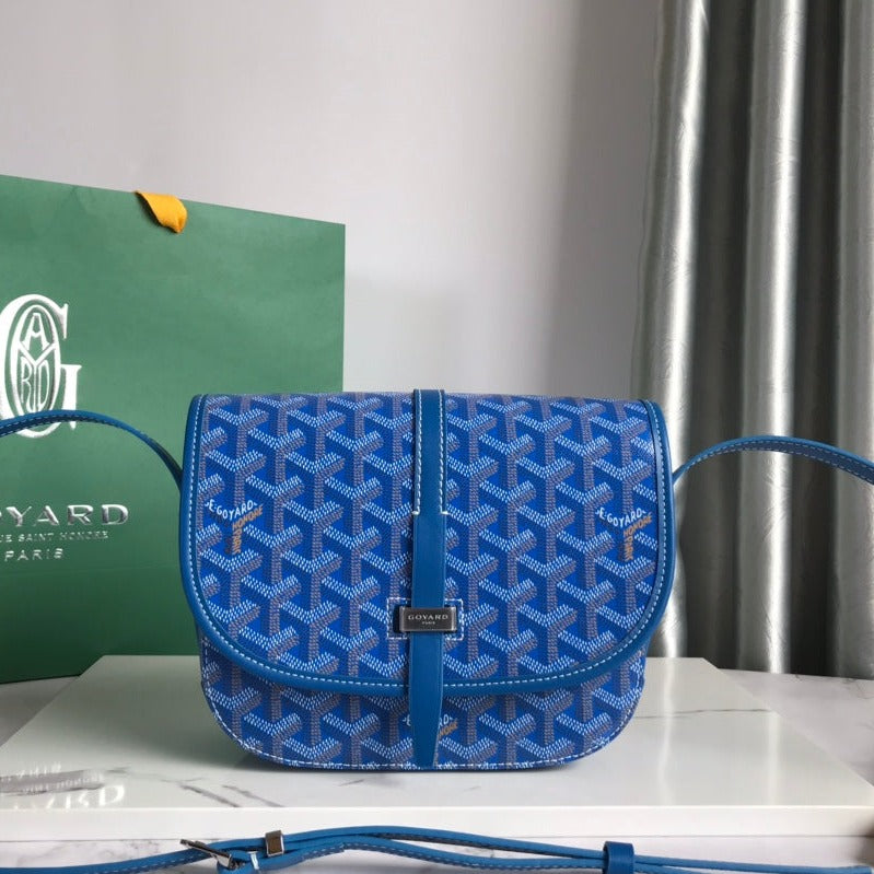 GOYARD BELVEDERE PM BAG 21CM SKY BLUE CANVAS