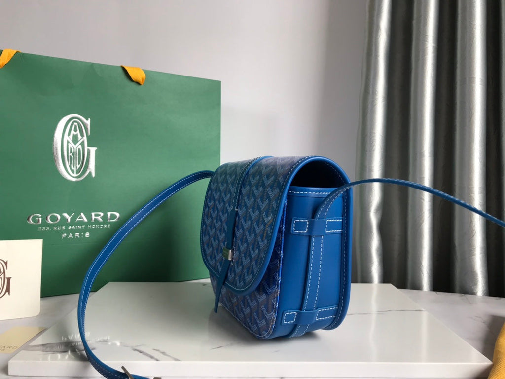 GOYARD BELVEDERE PM BAG 21CM SKY BLUE CANVAS