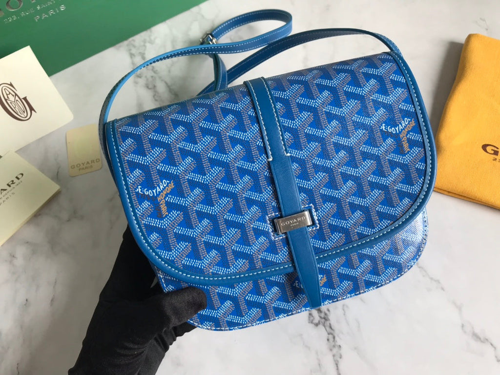 GOYARD BELVEDERE PM BAG 21CM SKY BLUE CANVAS