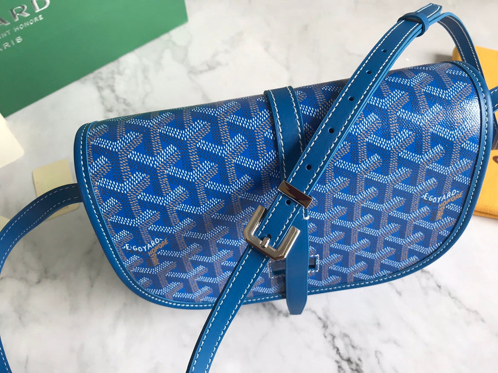 GOYARD BELVEDERE PM BAG 21CM SKY BLUE CANVAS