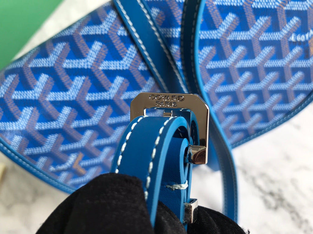 GOYARD BELVEDERE PM BAG 21CM SKY BLUE CANVAS