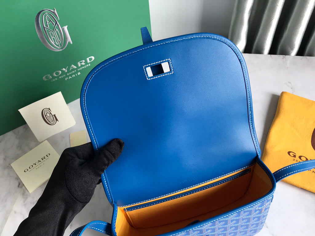 GOYARD BELVEDERE PM BAG 21CM SKY BLUE CANVAS