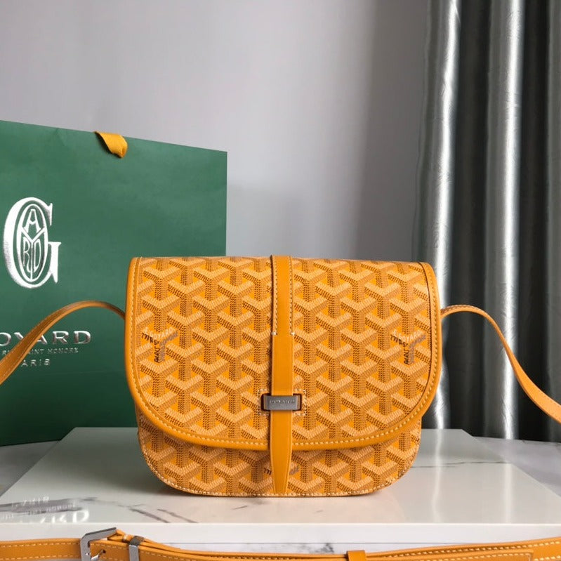 GOYARD BELVEDERE PM BAG 21CM YELLOW CANVAS
