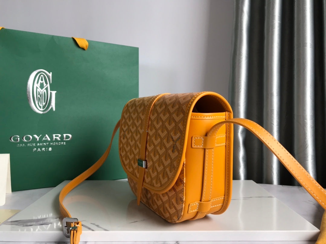 GOYARD BELVEDERE PM BAG 21CM YELLOW CANVAS