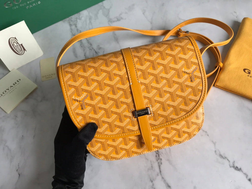 GOYARD BELVEDERE PM BAG 21CM YELLOW CANVAS