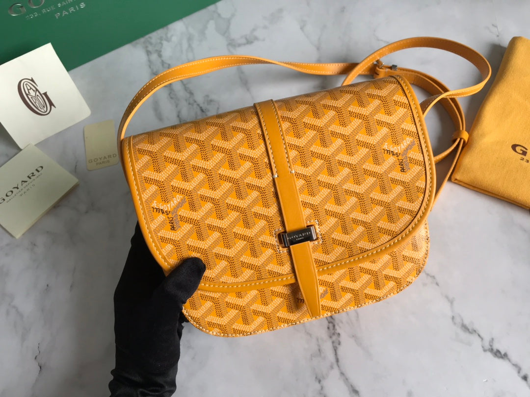 GOYARD BELVEDERE PM BAG 21CM YELLOW CANVAS