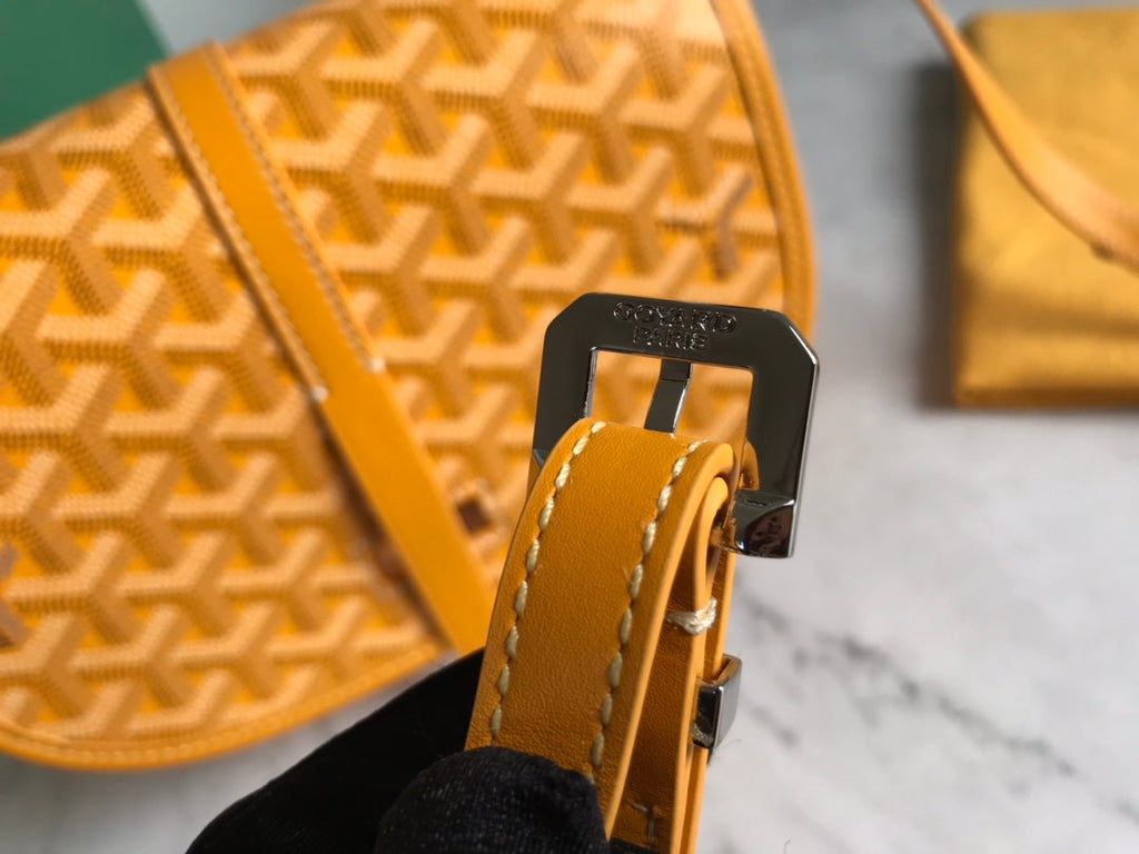 GOYARD BELVEDERE PM BAG 21CM YELLOW CANVAS