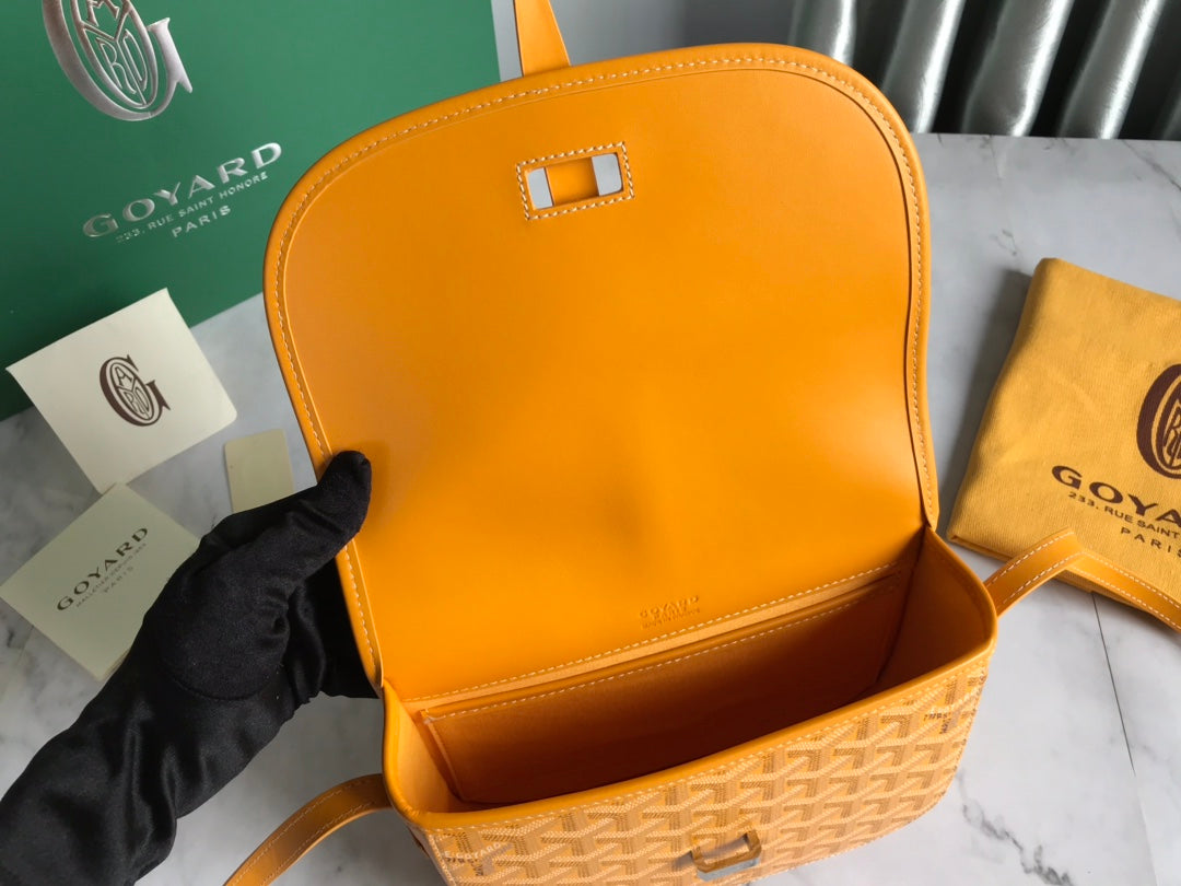 GOYARD BELVEDERE PM BAG 21CM YELLOW CANVAS
