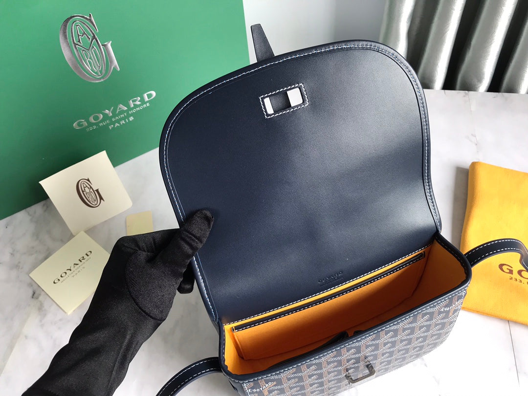 GOYARD BELVEDERE PM BAG 21CM NAVY BLUE CANVAS