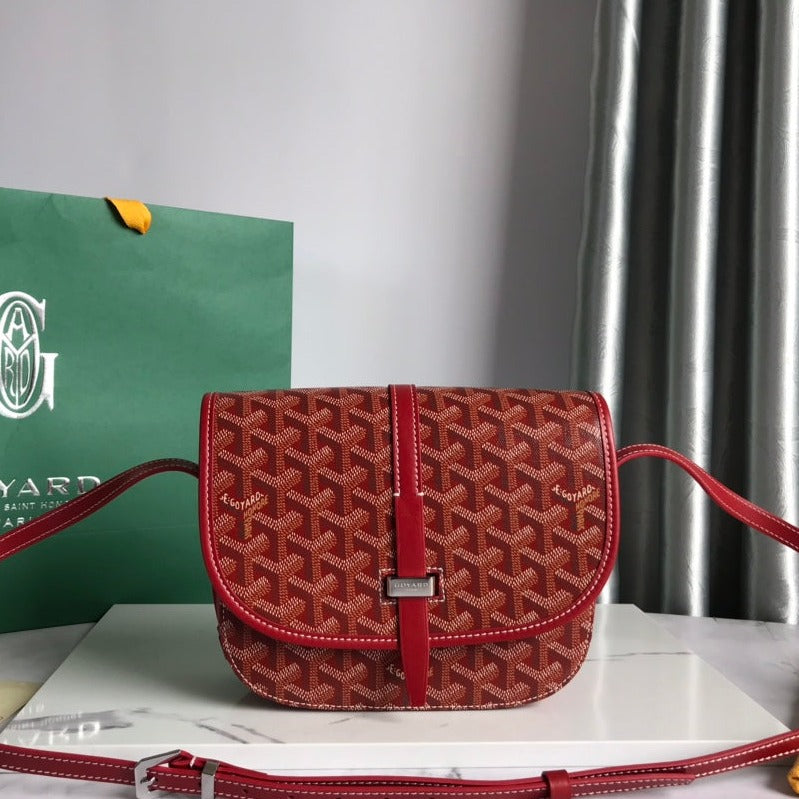 GOYARD BELVEDERE PM BAG 21CM RED CANVAS