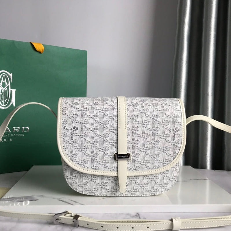 GOYARD BELVEDERE PM BAG 21CM WHITE CANVAS