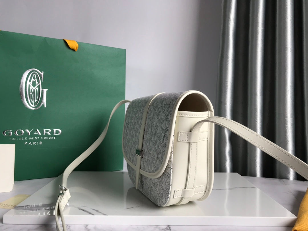 GOYARD BELVEDERE PM BAG 21CM WHITE CANVAS